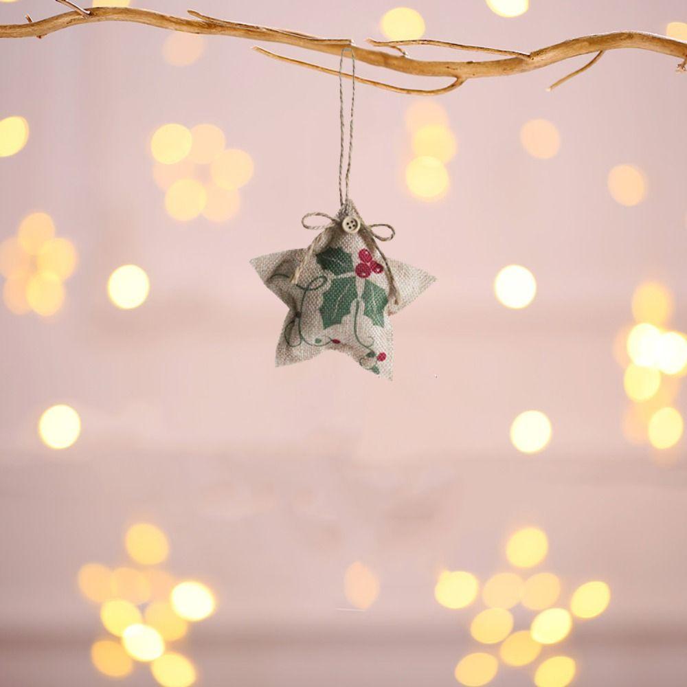 Pentagram Christmas Tree Decorations Decorative Christmas Ornament Christmas Burlap Pendant  Window