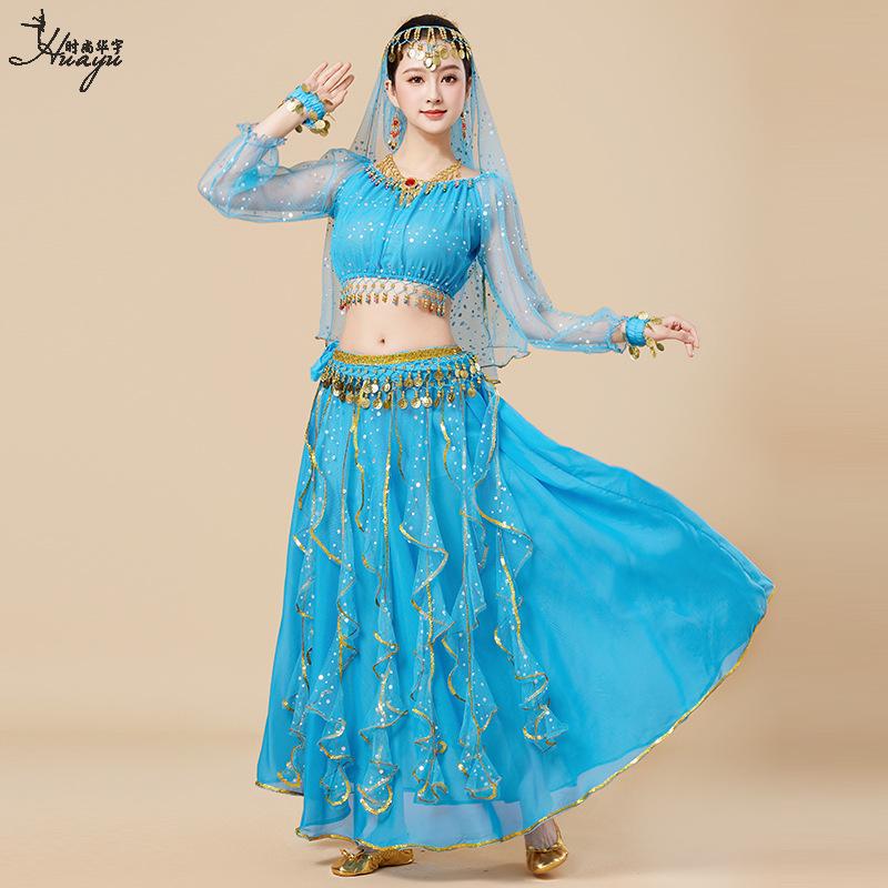 Huayu 2025 Indian Belly Dance Long Sleeve Performance Costume for Women