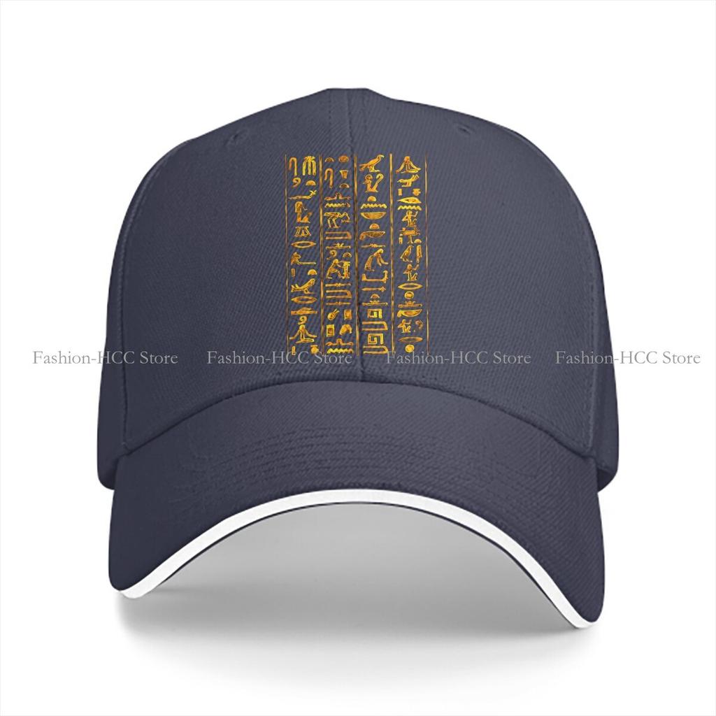 Hieroglyphs Gold On Black Solid Color Baseball Caps Peaked Cap Ancient Egypt Egyptian Sun Shade Hats Men Women