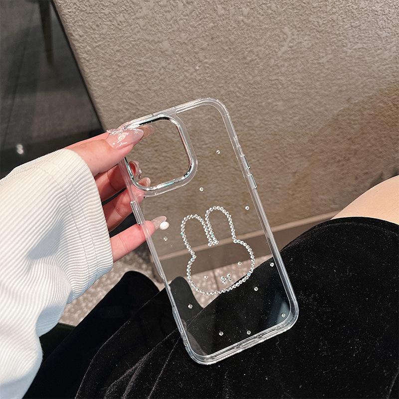 Transparent Mobile Phone Case For Iphone16Promax Rhinestone Rabbit Apple 15 Light Luxury Women'S 17 Case
