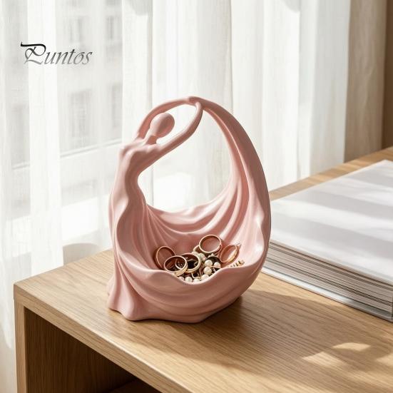 Unique Resin Statue Ballerina Jewelry Tray, 3D Printed Elegant Dancer Sculpture Ring Holder for Earrings Necklaces, Bedroom Vanity Decor Matte