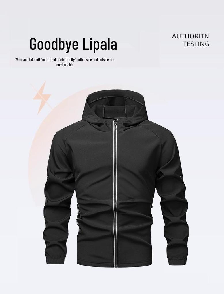 Herren Outdoor Winddichte Softshell Fleece Kapuzenjacke zum Bergsteigen