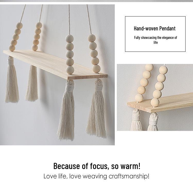 Cross-Border Cotton Rope Tapestry Wall Hanging with Shelf for Green Plants