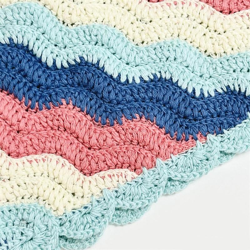 Crochet Anti-uv Bandana Knitted Hair Kerchief Tie Back for Head Wrap Color Matching for Triangle Turban for Girls Photo