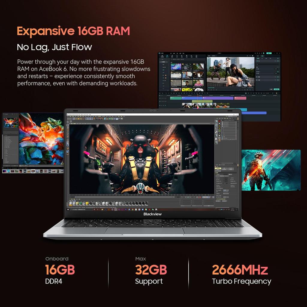Blackview AceBook 6. generace Intel N150 Laptop 15,6palcový 16GB+256/512GB Notebook