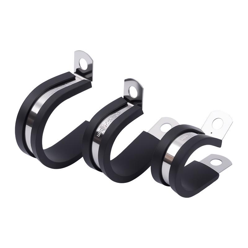 Stainless Steel R-Type Rubber Strip Shock-Absorbing Pipe Clamp