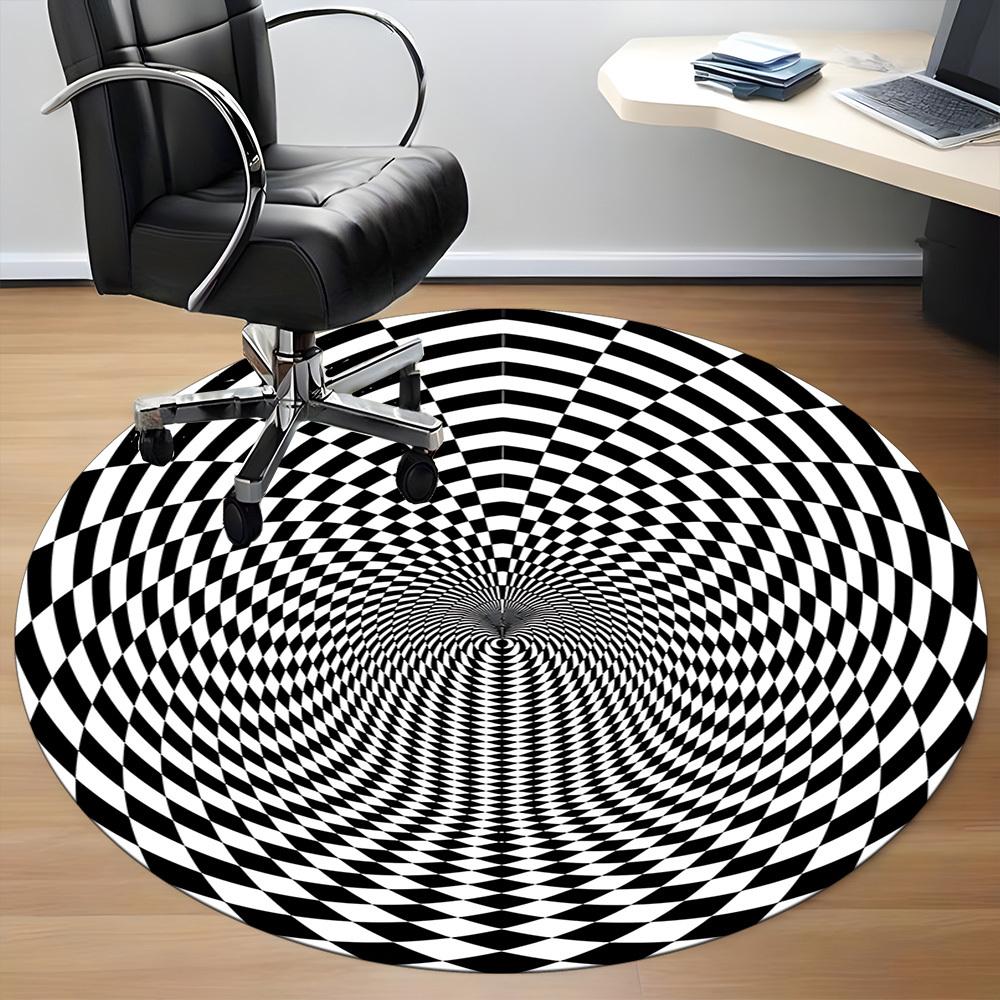1pc Optical IllusionChair Carpet for Office, Indoor Non-Slip Washable Polyester Fiber Carpet, Mat For Office, Machine Washable