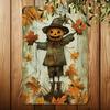 Vintage Pumpkin Scarecrow Metal Tin Sign - 8x12 Inch | Perfect for Gym, Cafe, Garage, Home & Garden Decor