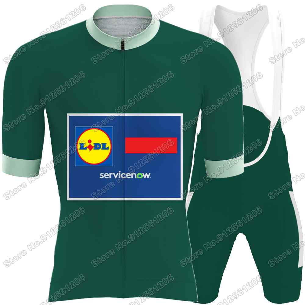 Tým Lidl Cyklistický dres Set Mistr světa Cyklistické oblečení Pánské Krátký rukáv Sestava Silniční kolo Dres Oblek Cyklistické kraťasy s laclem