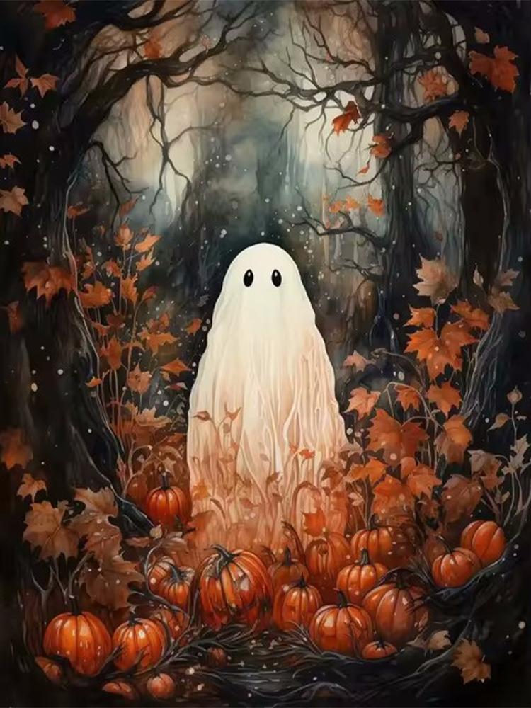 5D DIY Diamond Painting Cross Stitch Ghost Haunted Mountain Manor Dark Academy Gothic Halloween Ghost Cute Home Room Decor