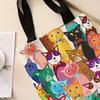 Colorful kitten pattern printed casual handbag, reusable fashionable backpack, multifunctional handbag, canvas shopping bag