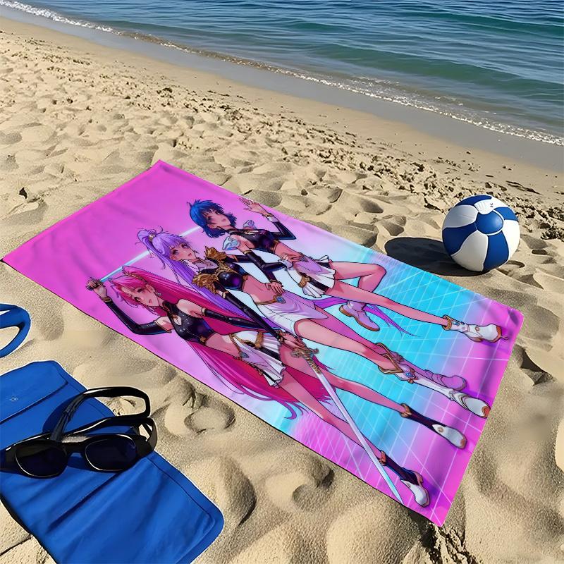 1Pc Anime Idol Fanart Magical Girl Warriors Beach Towel, Polyester Unisex, Quick Dry Soft Swim Surf Camp Travel Beach Essential