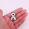 White Ribbon Enamel Brooch Pins Lung Cancers Prevention Awareness Badge Lapel Badges Jewelry Gift for Friends Nurse