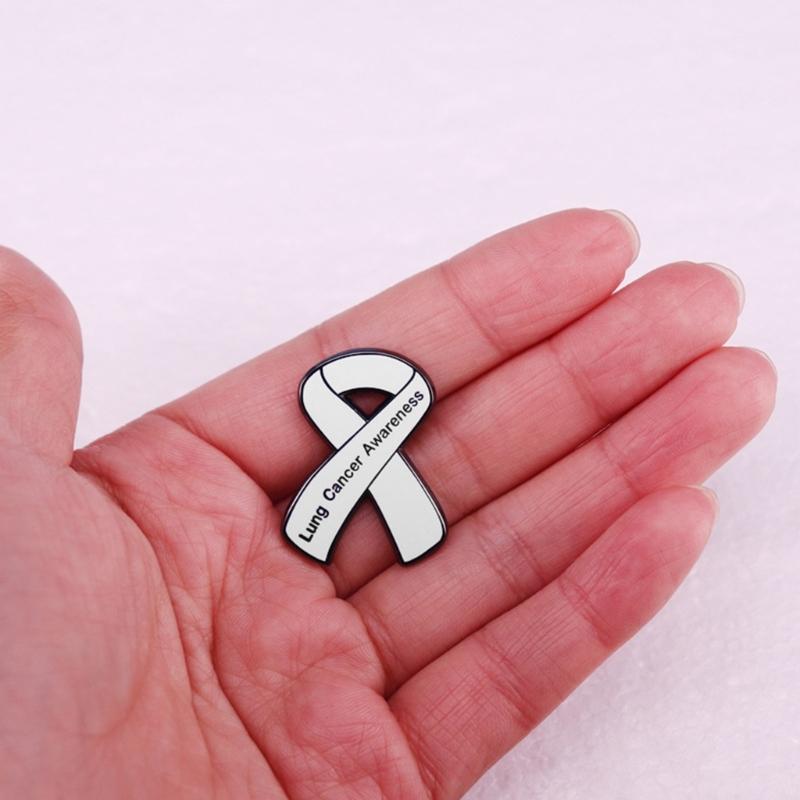 White Ribbon Enamel Brooch Pins Lung Cancers Prevention Awareness Badge Lapel Badges Jewelry Gift for Friends Nurse