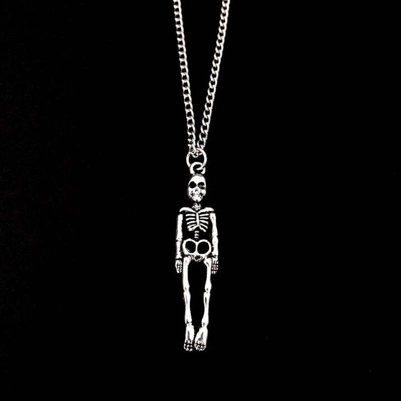 Personality Metal Skeleton Skull Necklace for Men Women Halloween Gift Necklace Party Jewelry