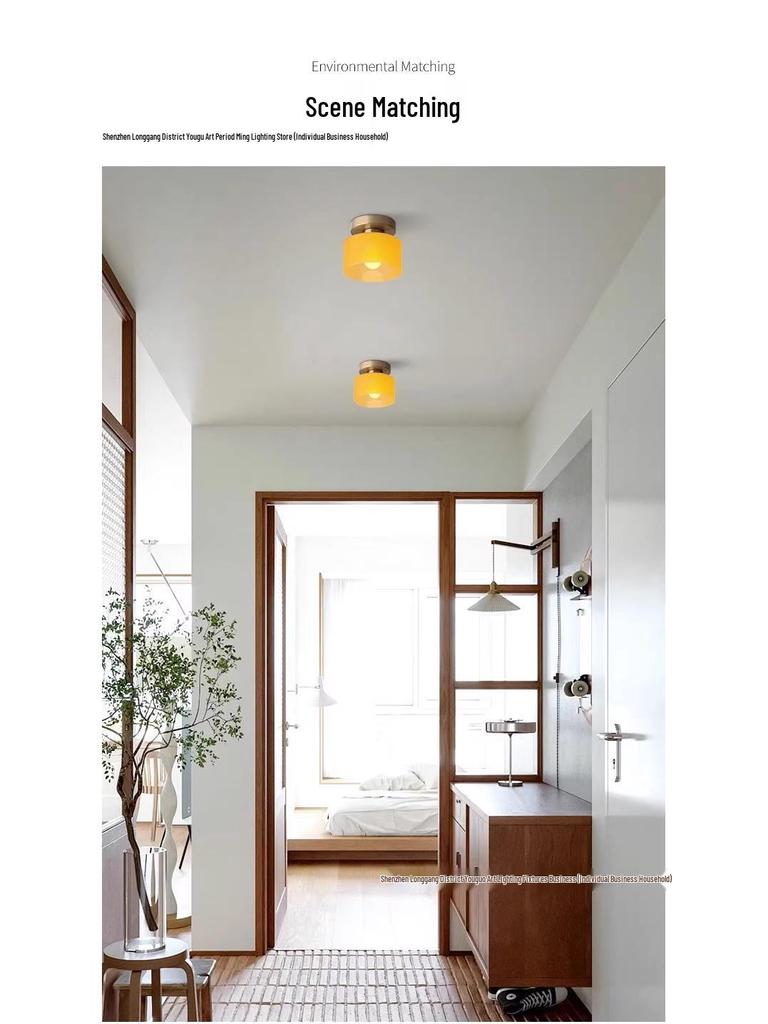 American-Style Stained Glass Ceiling Light for Balcony or Entryway