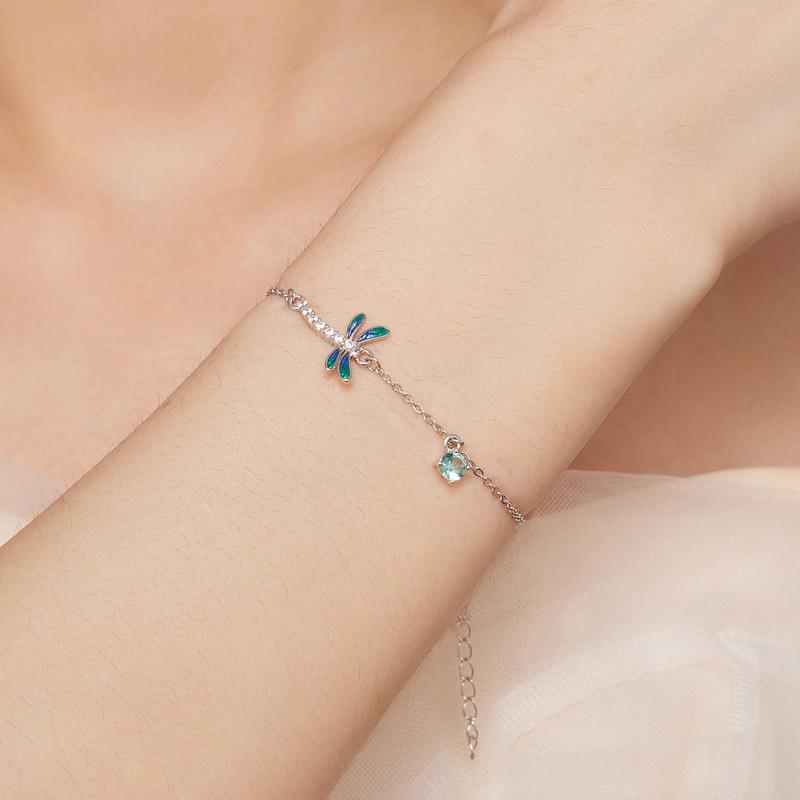 Silver Bracelet Women's Bracelet Dragonfly Cubic Zirconia 925 Sterling Silver Trusky
