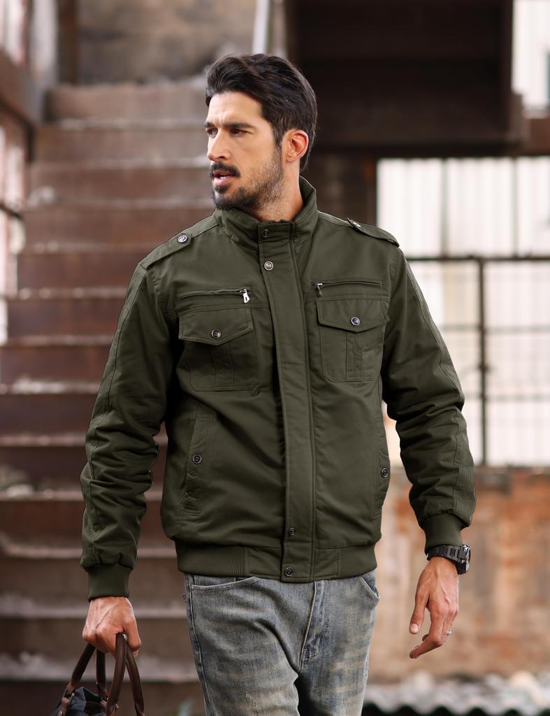 Winter Army American Casual OD Size M [TACVASEN] Men's Jacket, Fleece-lined, Warm, Insulating, Jacket, Style, Autumn/Winter Outerwear, Streetwear,
