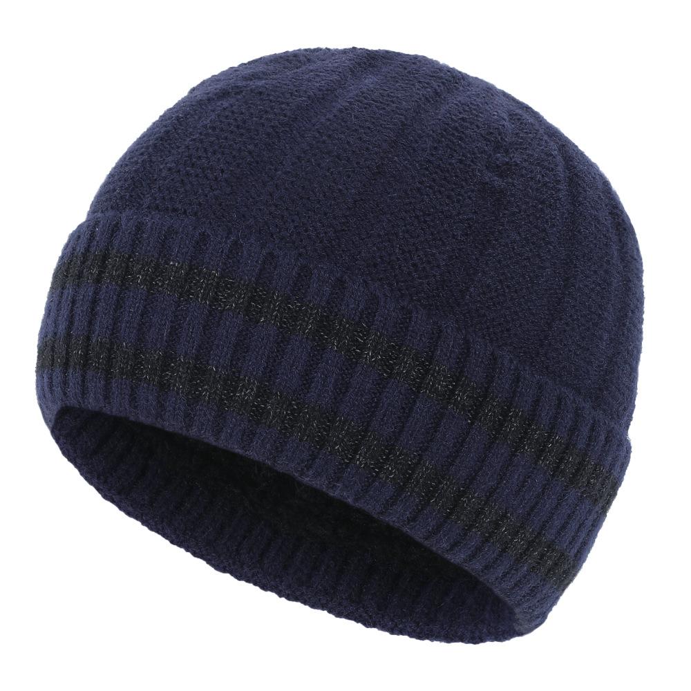 

Унисекс Зимняя Вязаная Шапка-Бини для Мужчин и Женщин Теплая и Универсальная, на Флисовой Подкладке и Утепленная Шерстяная Шапка тёмно-синий