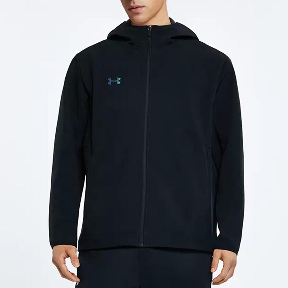 Under Armour Gradient Reflective Logo Jacket Letter Print Woven Sports Long Pants Casual Sports Suit Men Suit Black 22600401-001+22500706-001