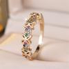 Rainbow Crystal Small Round Stone Butterfly Rings For Women Vintage Gold Color Engagement Ring Wedding Jewelry Bridal Party Gift
