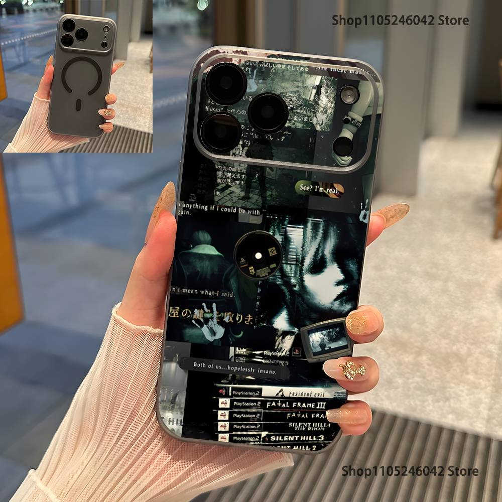 

S-Silent Hill F Horro Hinako For iPhone 17,16,15,14,13,12,11,Pro,Max,Plus Transparent gray Phone Case Magnetic Wireless Charging iPhone17pro