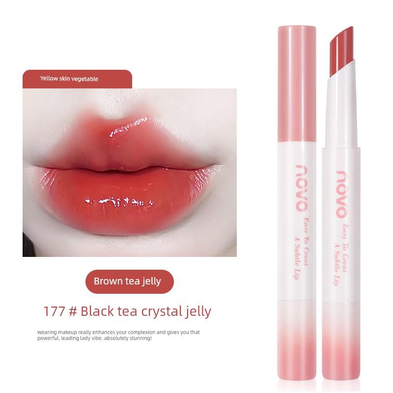 Novo Solid Lip Gloss Water Light Mirror Lipstick Nourishing Moisturizing Lipstick Lip Balm Nude Color Series Pseudo Plain Light Makeup Lip Lacquer