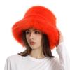 1PC Bucket Hat for Women Thick Plush Winter Faux Fur Fashion Fisherman Cap Furry Luxury