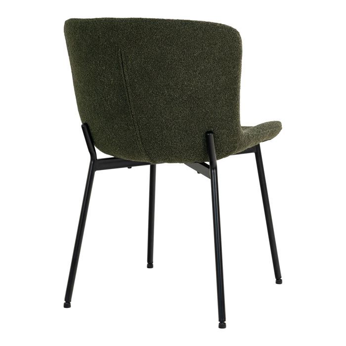 Chaise - HOUSE NORDIC - Maceda - Vert foncé - Polyester bouclé - Pieds noirs en métal