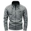Men's Faux Leather Jacket Stand Collar Multi‑pocket Motorcycle Biker Jacket Casual Solid Color Slim Fit Outerwear Coat For Men Autumn Winter