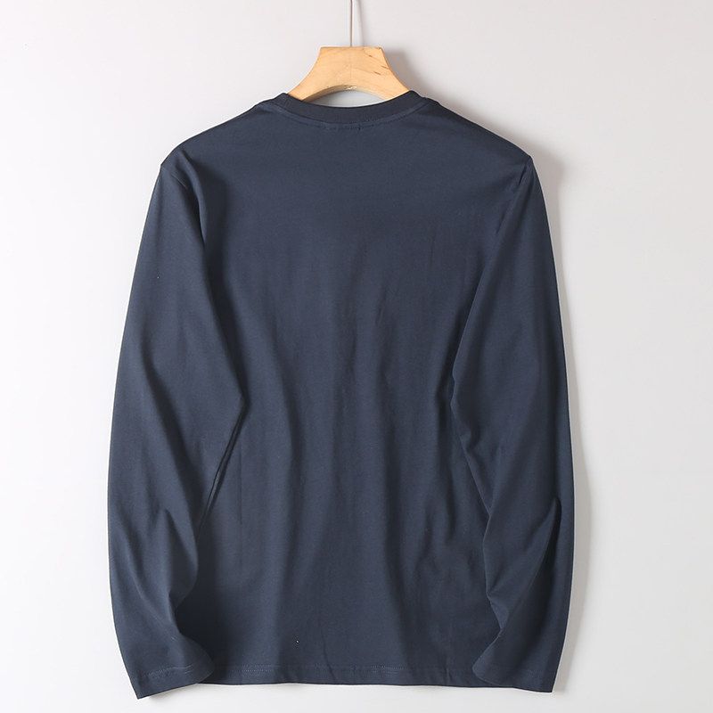 Original Order Tail Goods Early Autumn Cotton Embroidered Comfortable Breathable round Neck T-shirt Men's Loose All-Match Long sleeve Bottoming Shirt