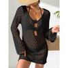 Vestito Sexy da Spiaggia con Cut-out per Donna, Blusa Bikini, Blusa Patchwork Floreale all'Uncinetto, Vestito