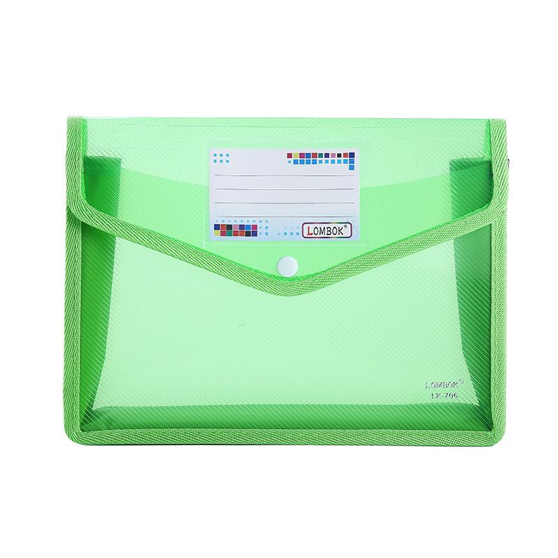 Colorful File Folder with Label Pocket Horizontal Snap Button Portable Examination Paper Document File Organizer Bag School Supplies
