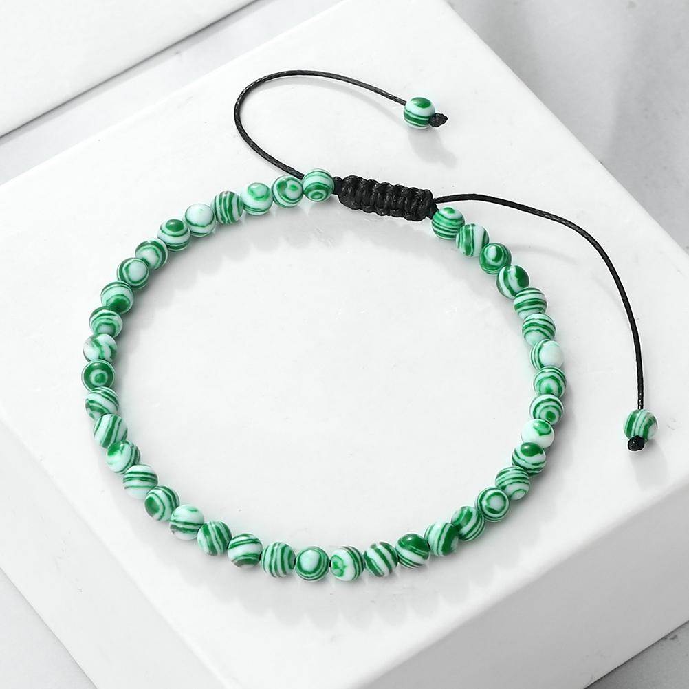 4 6 8mm Malachite Beaded Bracelet Natural Stone Green Blue Braided Bangles Handmade Healing Bracelets Jewelry Gifts for Friends