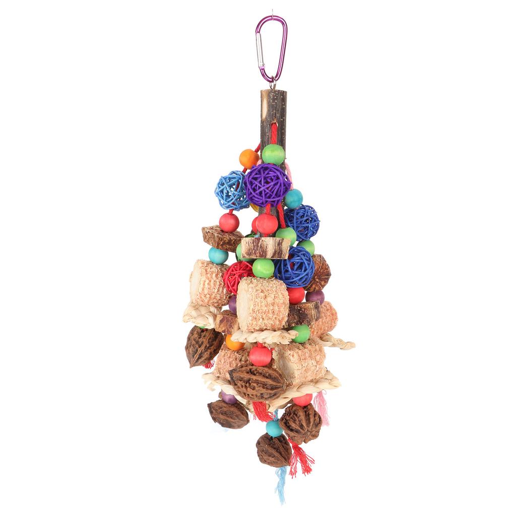 Bird Chew Toy Colorful Beak Grinding Boredom Relief Rattan Ball Corn Cob Nuts Parrot Chewing Toy