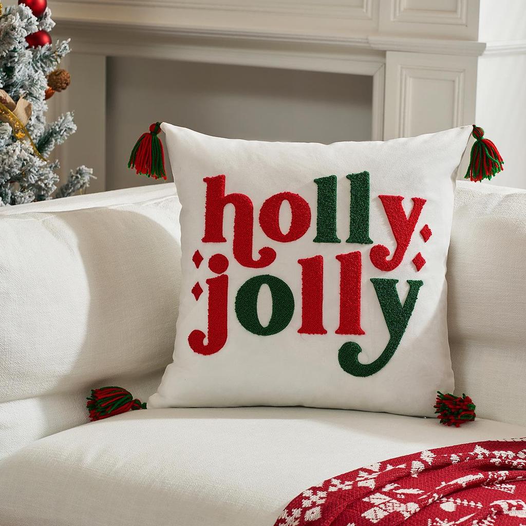 Reindeer Christmas Pillowcase, Winter Snowflake Embroidery Cushion Cover 45x45cm, Cross-border Bestseller