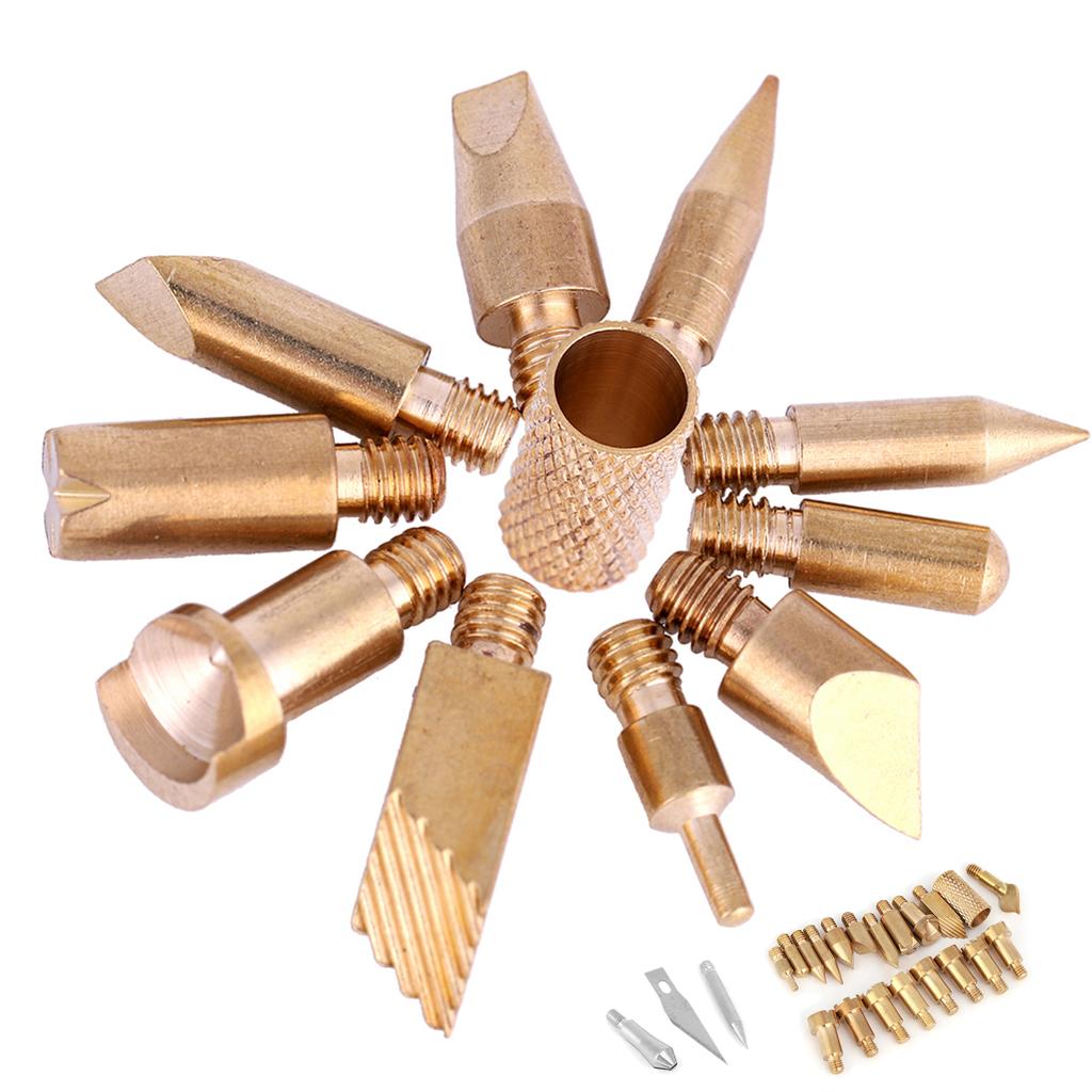 23 Messing-Holzarbeiten-Spitzen, Pyrographie-Lötkolben-Stiftspitzen für Holz, Leder, Kork, mit einzigartigem Design für Holzbearbeitungs-Handwerk, Hobbys