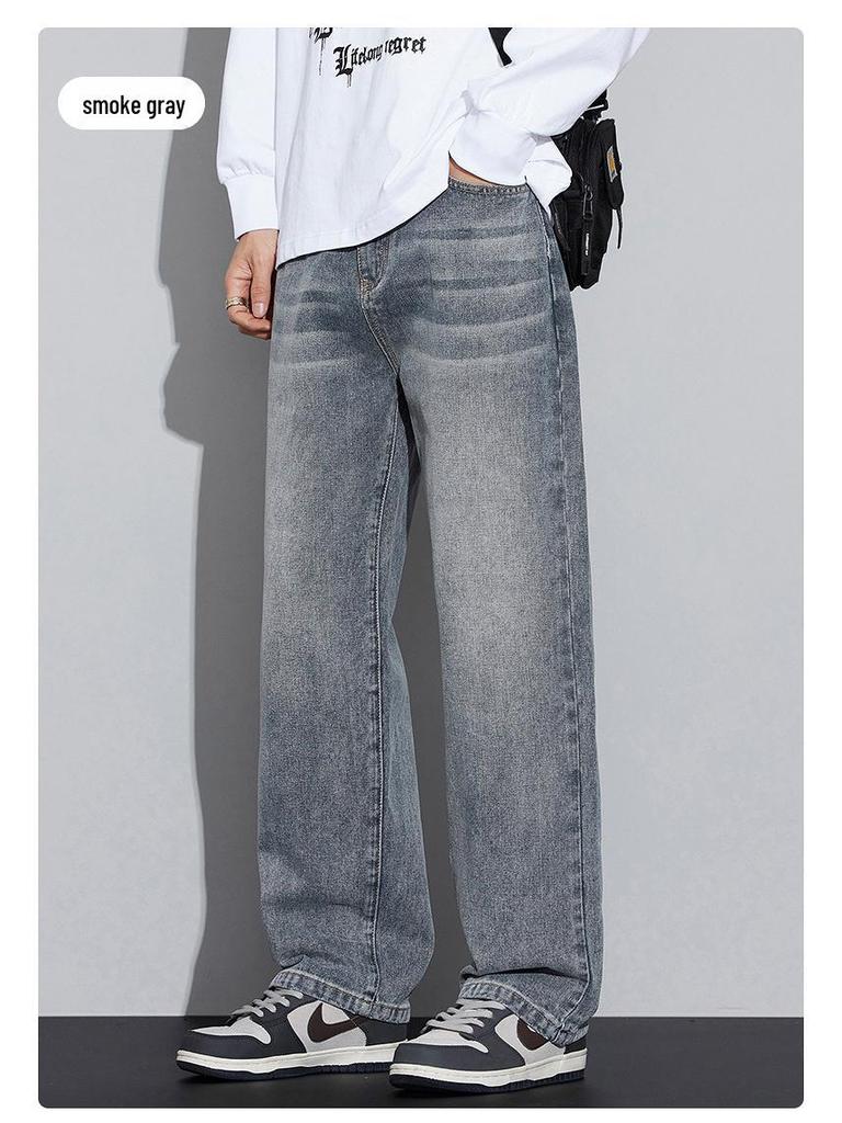 2025 Autumn/Winter Men's Retro High Street Loose Straight-Leg Jeans