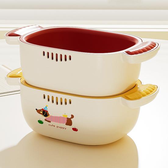 Zeleninové cedidlo, miska, potravinářský materiál, bez BPA, prachotěsný design, dvouvrstvý koš na mytí ovoce s cedníkem