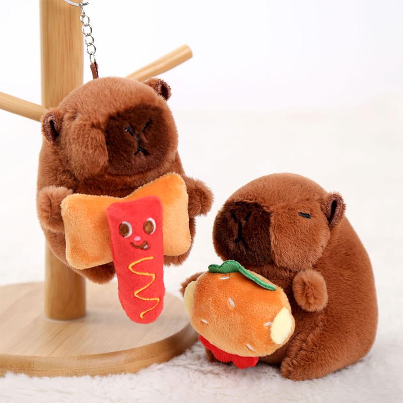 Cartoon Capybara Plush Keychain Pendant Bag Hanging Decoration Accessories Cute  Stuffed Doll Toy Keyring Kids Gift