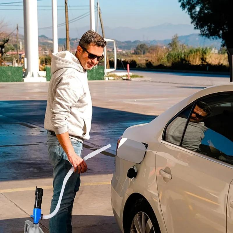 Elektrische Ölpumpe Siphon Flüssigkeitstransferpumpe Batteriebetrieben mit Durchflussregeldüse Tragbarer Auto-Siphon Benzin Kraftstoffwerkzeuge