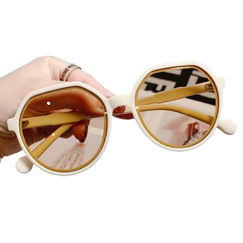 1Pieces New Jelly Women's Sunglasses Unique Popular Brown Shades Beige Round Frame Sun Glasses Mountaineering Glasses