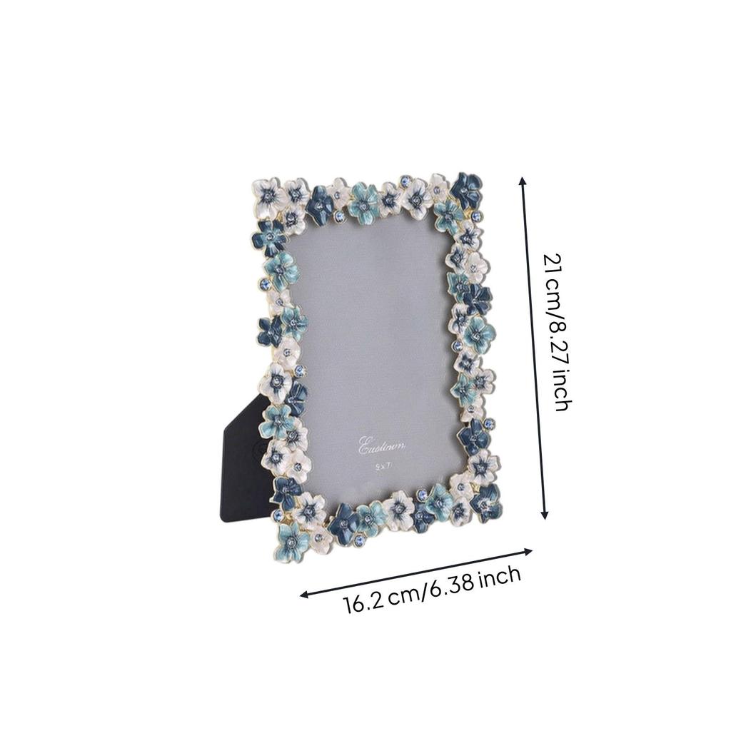 Flower Tabletop Photo Frame Embellished with Floral Border Decorative
