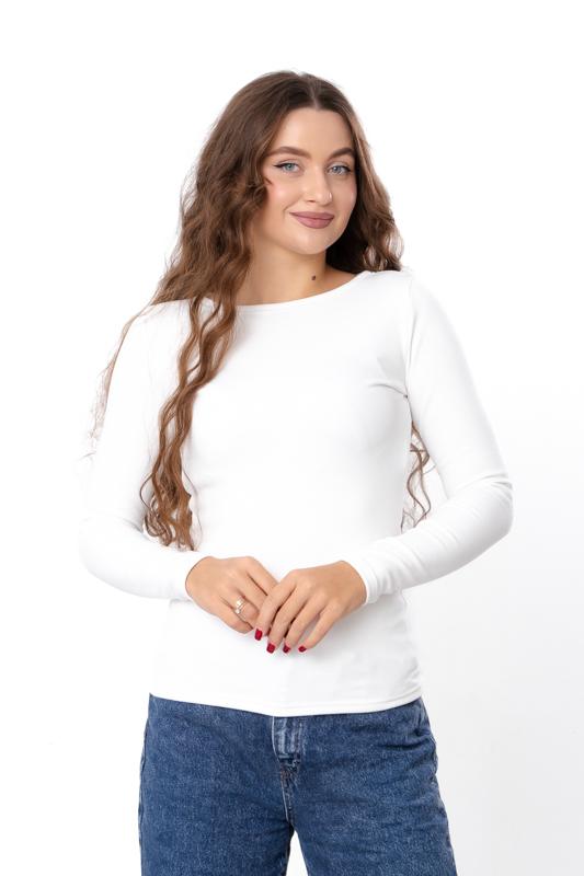 

Жіночий зимовий топ з довгим рукавом – Еластична тканина та повсякденний комфорт, Зима, 8380-113 HC M теплим білим кольором