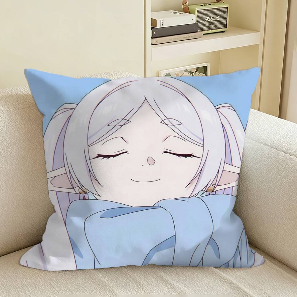 Anime ChibiS of FFrieren Square Sofa Pillow Cover Solid Color Living Room Home Decor Cushion Case