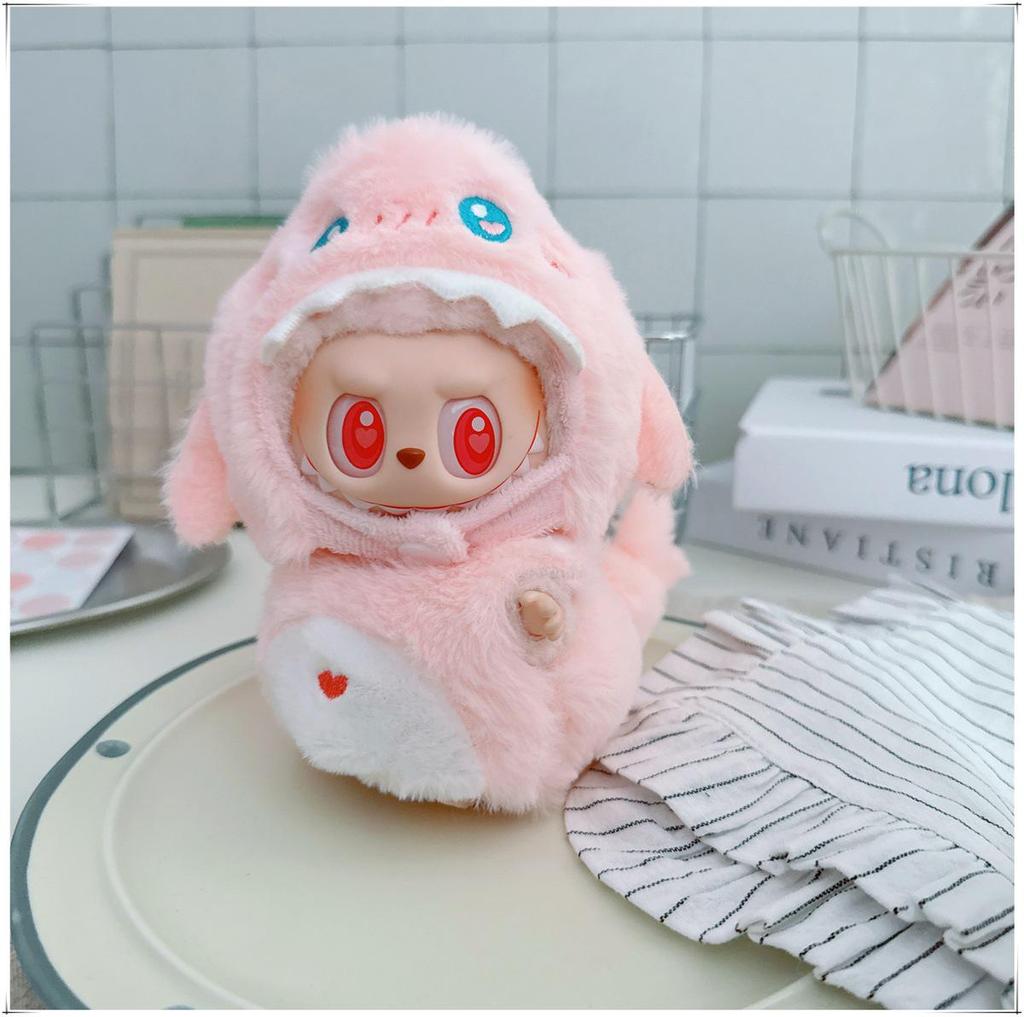 First, Second, and Third Generation Labubu Doll Clothes: 17cm Plush Onesie for 10cm Labubu Dolls, Cute Cartoon Design