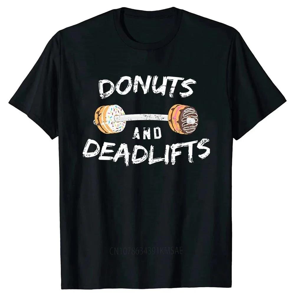 Donuts and Deadlifts Funny Doughnut Workout Tee Shirt Summer Cool Tshirt Unisex Short Sleeve Tshirt Powerlifter Tee T Shirt
