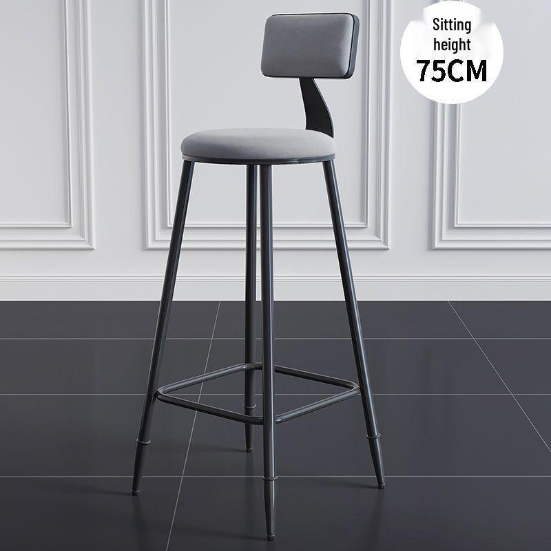 Modern Wrought Iron Bar Stool with Backrest - High Stool for Dining, Light Luxury Design