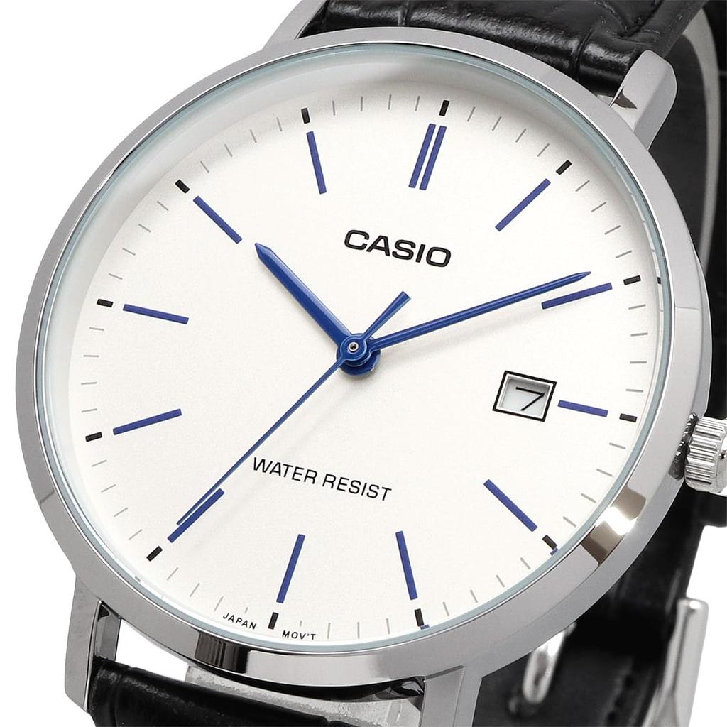 CASIO Quartz Unisex 37mm Watch Silver Black Leather Band Overseas Model [Casio] MTP-VT05L-7E