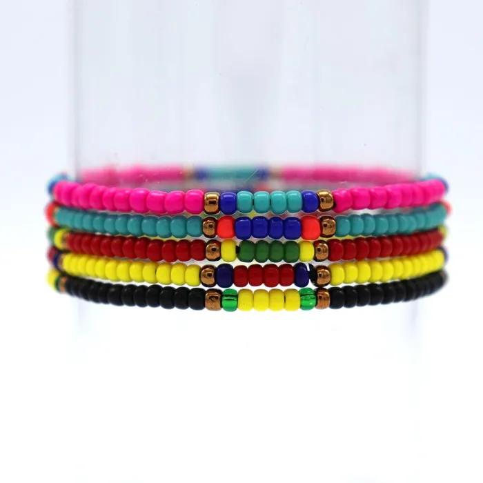Vivid Color Combo Beads Bracelet Layered Seed Beads Bracelet 5 Colors